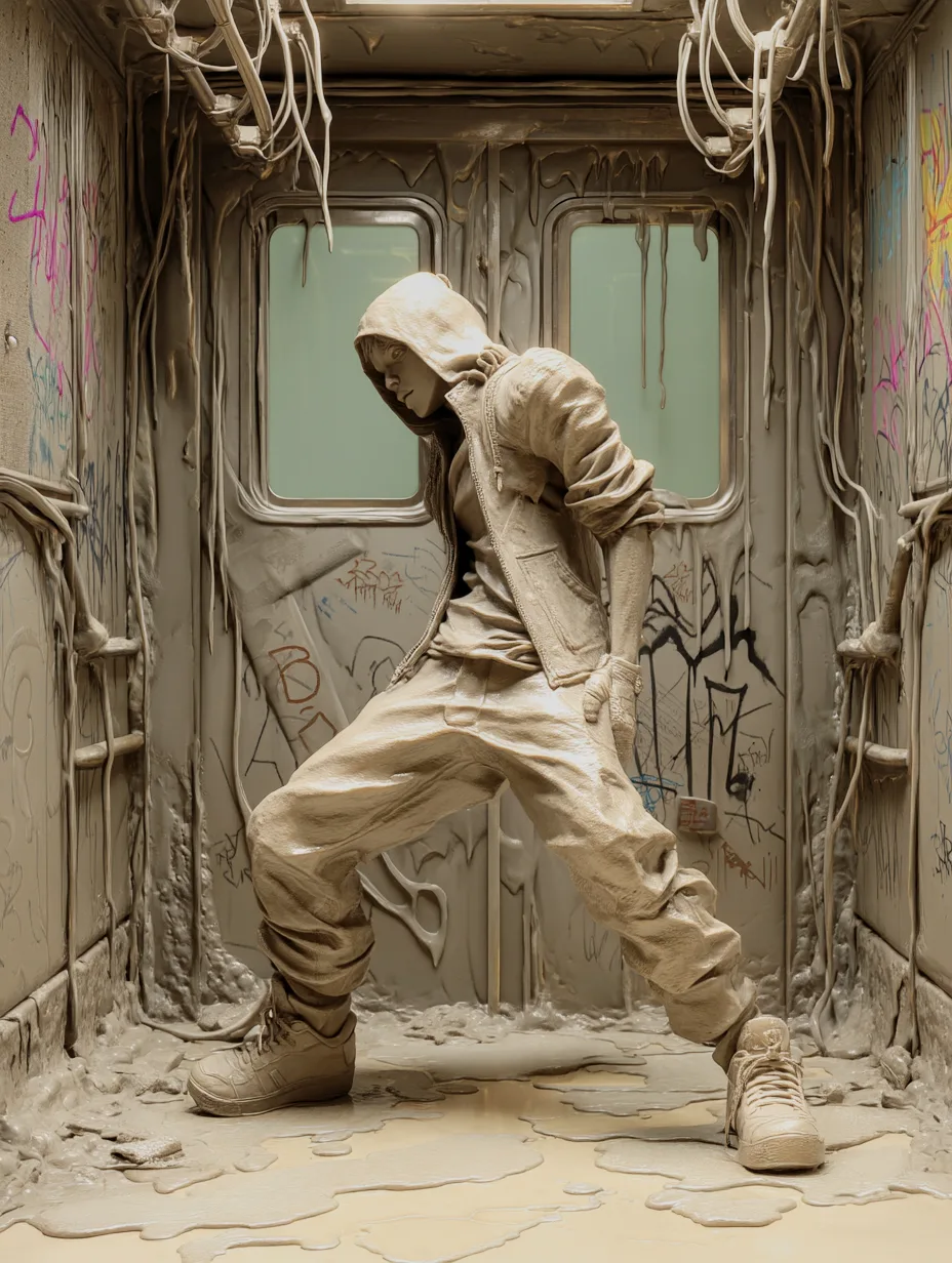 Gray clay sculpture