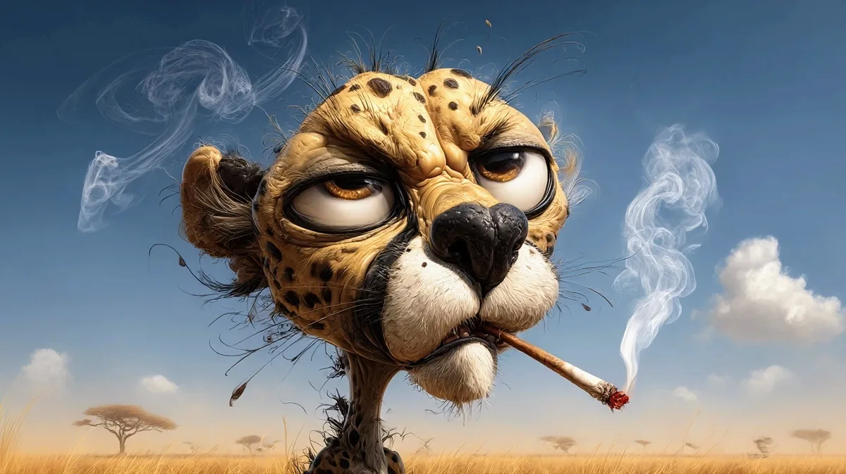 Guépard Fume Une Cigarette
