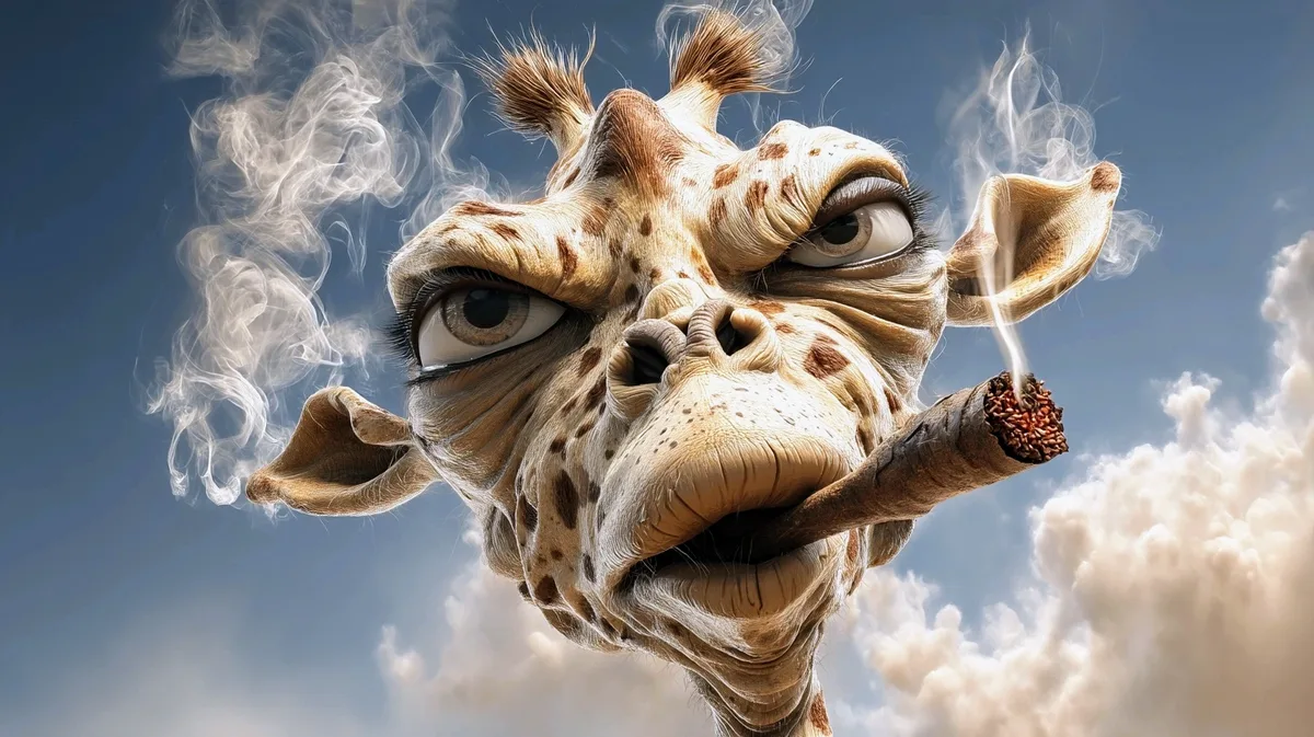 Girafe Fume Un Cigar