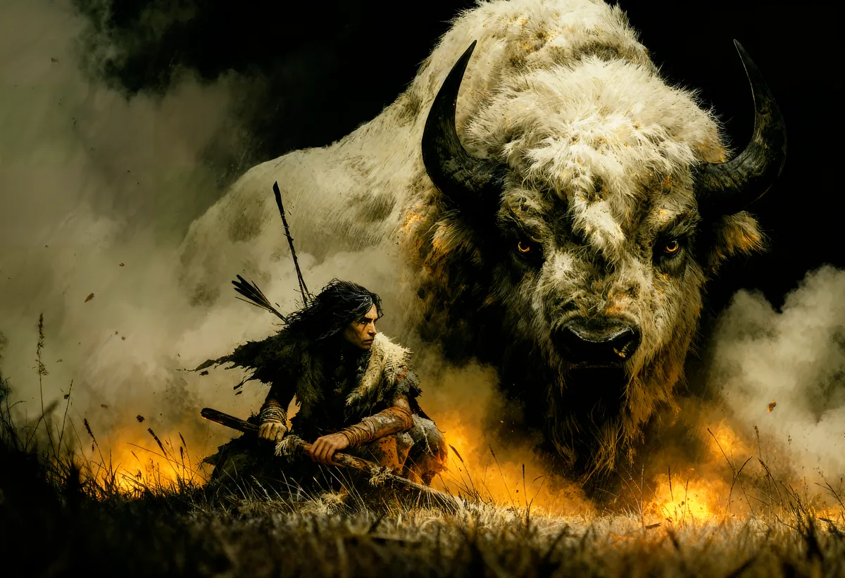 A Bison And The Woman